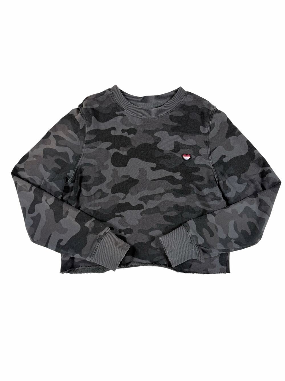 Spiritual Gangster Girls Gray Camo Cropped Sweatshirt Radiate Love Size 8